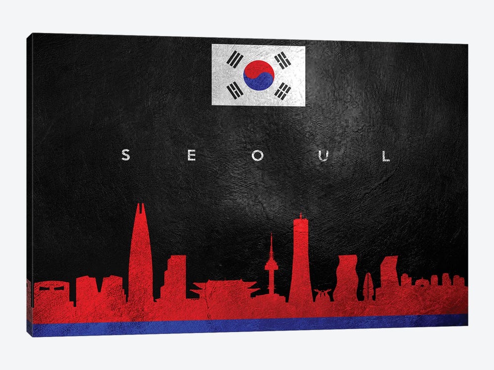 Seoul South Korea Skyline by Adrian Baldovino 1-piece Canvas Art