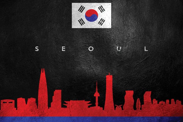 International Flags: Seoul South Korea Skyline by Adrian Baldovino