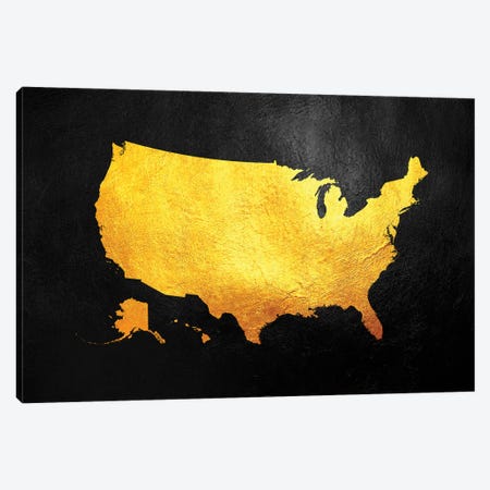 United States Of America Gold Map Canvas Print #ABV1223} by Adrian Baldovino Canvas Print
