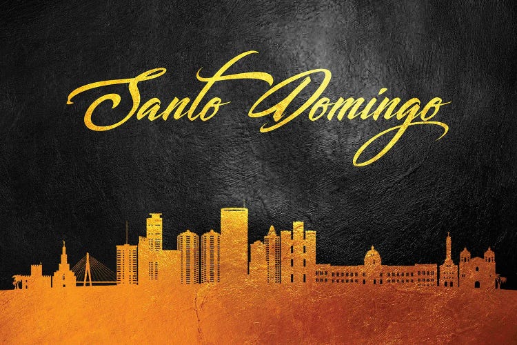 Santo Domingo Dominican Republic Gold Skyline by Adrian Baldovino wall art