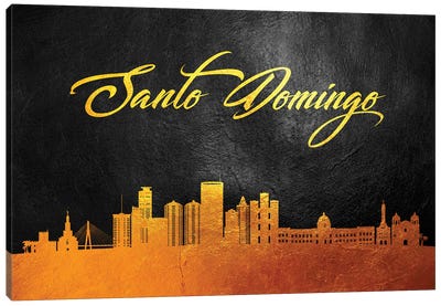 Santo Domingo Dominican Republic Gold Skyline Canvas Art Print - Dominican Republic
