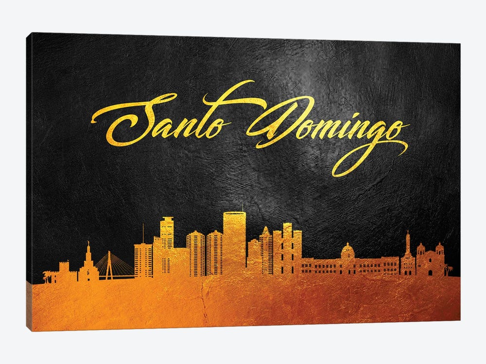 Santo Domingo Dominican Republic Gold Skyline by Adrian Baldovino 1-piece Canvas Art