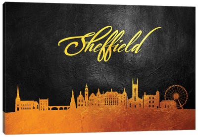 Sheffield England Gold Skyline Canvas Art Print - Adrian Baldovino