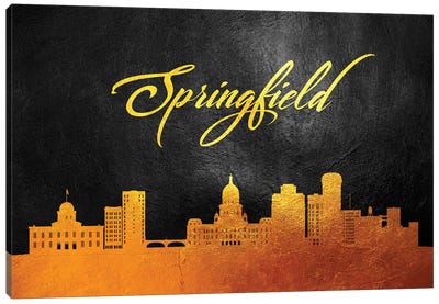 Springfield Illinois Gold Skyline Canvas Art Print - Adrian Baldovino