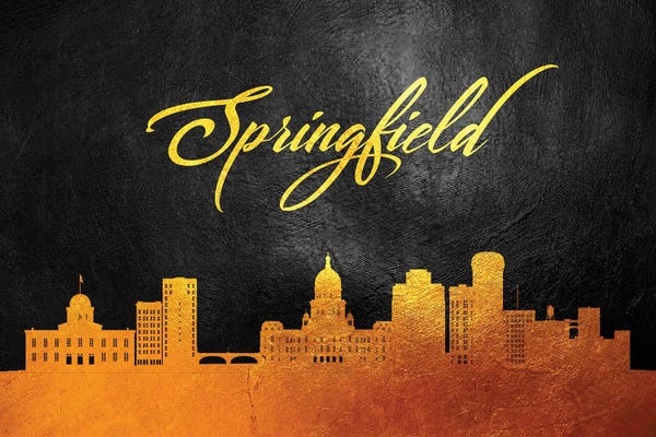 Springfield: Springfield Illinois Gold Skyline by Adrian Baldovino