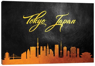 Tokyo Japan Gold Skyline Canvas Art Print - Adrian Baldovino