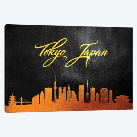 Tokyo Japan Gold Skyline Canvas Print #ABV126} by Adrian Baldovino Canvas Art Print