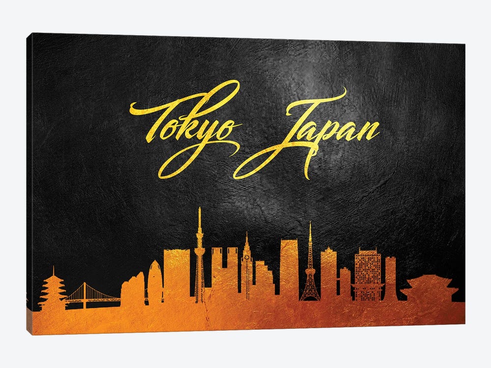 Tokyo Japan Gold Skyline by Adrian Baldovino 1-piece Canvas Art Print