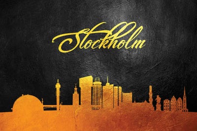 Stockholm Sweden Gold Skyline by Adrian Baldovino canvas print