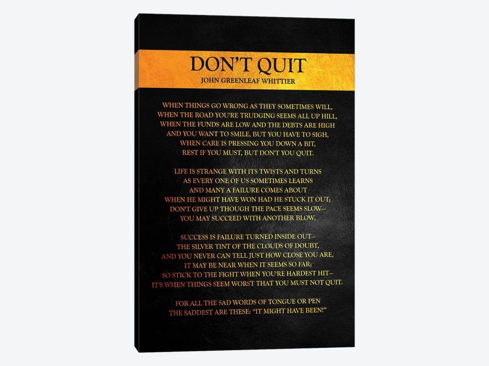 Don't Quit Poem by Adrian Baldovino 1-piece Canvas Art Print