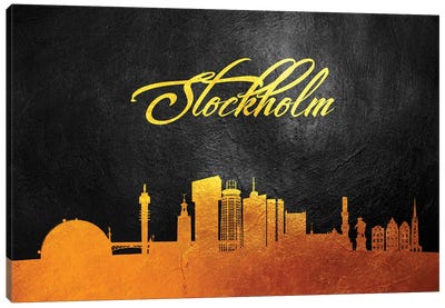 Stockholm Sweden Gold Skyline Canvas Art Print - Adrian Baldovino