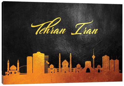 Tehran Iran Gold Skyline Canvas Art Print - Adrian Baldovino