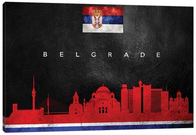 Belgrade Serbia Skyline Canvas Art Print - International Flag Art