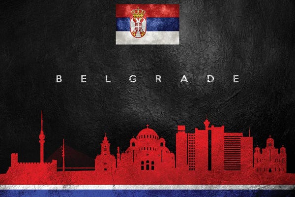 International Flags: Belgrade Serbia Skyline by Adrian Baldovino