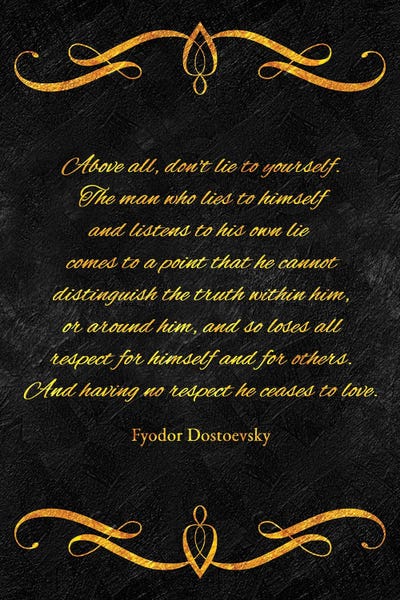 Never Lie To Yourself - Fyodor Dostoevsky by Adrian Baldovino canvas print