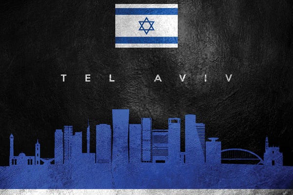 International Flags: Tel Aviv Israel Skyline by Adrian Baldovino