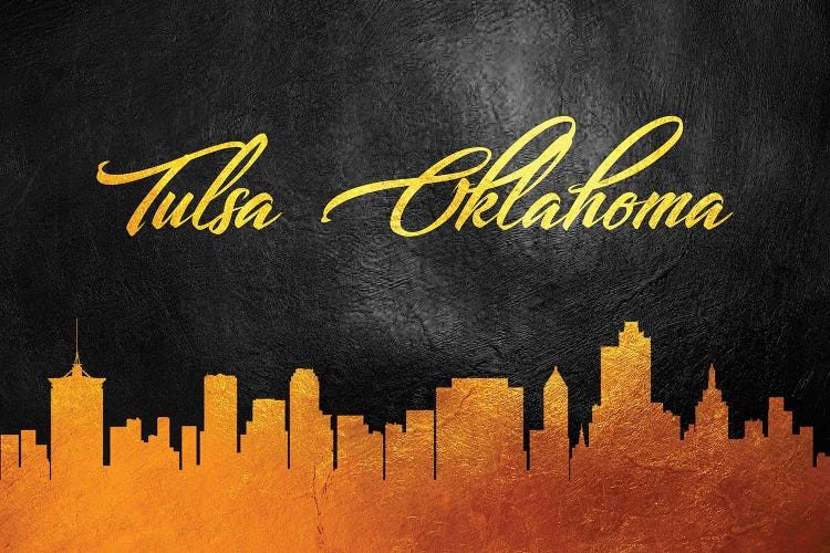 Tulsa Oklahoma Gold Skyline by Adrian Baldovino wall art