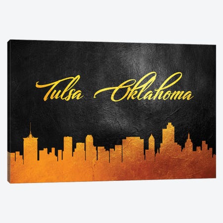 Tulsa Oklahoma Gold Skyline Canvas Print #ABV131} by Adrian Baldovino Canvas Art Print