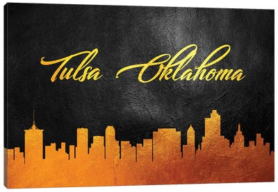 Tulsa Oklahoma Gold Skyline Canvas Art Print - Adrian Baldovino