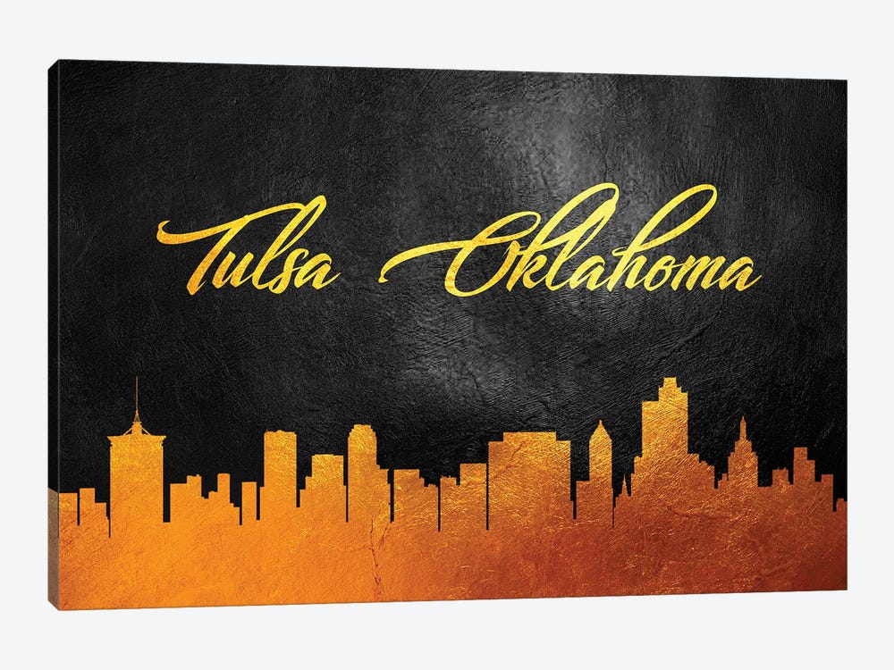 Tulsa Oklahoma Gold Skyline by Adrian Baldovino 1-piece Canvas Art Print