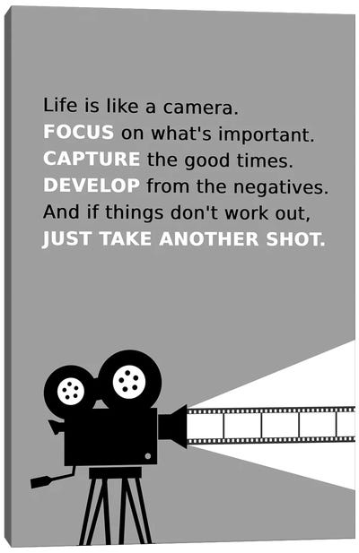 Life Is Like A Camera Canvas Art Print - Adrian Baldovino