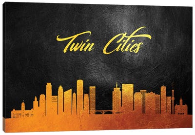 Twin Cities Minnesota Gold Skyline Canvas Art Print - Adrian Baldovino