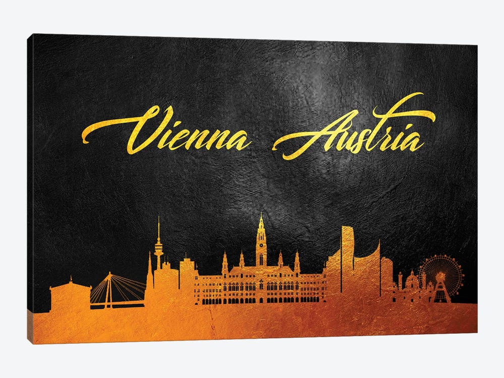 Vienna Austria Gold Skyline by Adrian Baldovino 1-piece Canvas Art