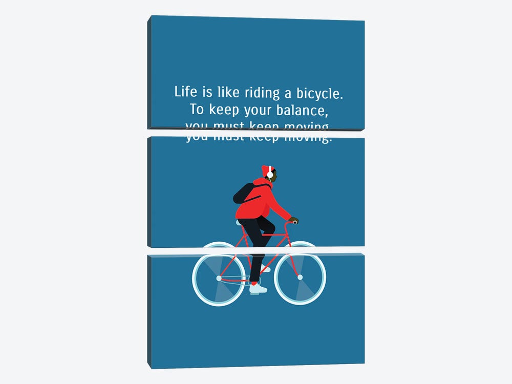 Keep Moving - Einstein Bicycle by Adrian Baldovino 3-piece Canvas Print