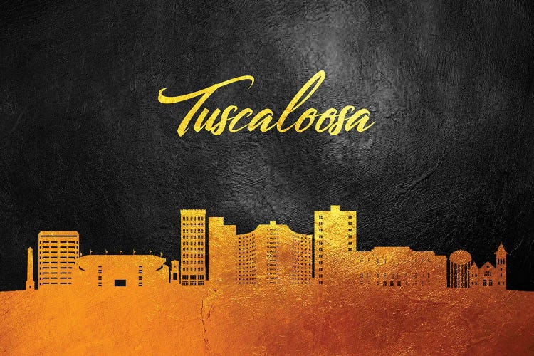 Tuscaloosa Alabama Gold Skyline by Adrian Baldovino wall art