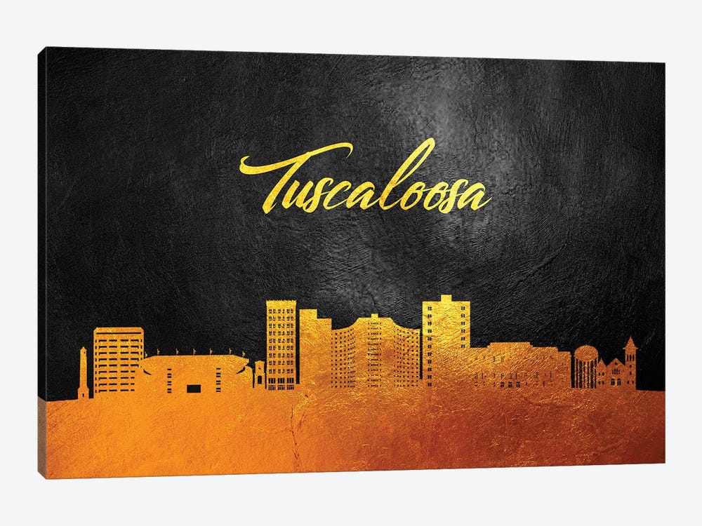 Tuscaloosa Alabama Gold Skyline by Adrian Baldovino 1-piece Canvas Print