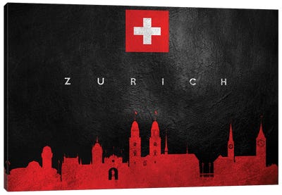 Zurich Switzerland Skyline Canvas Art Print - Flag Art