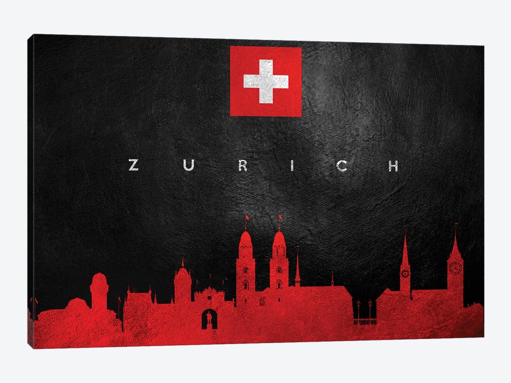 Zurich Switzerland Skyline by Adrian Baldovino 1-piece Canvas Art Print