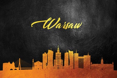 Warsaw Poland Gold Skyline by Adrian Baldovino canvas print