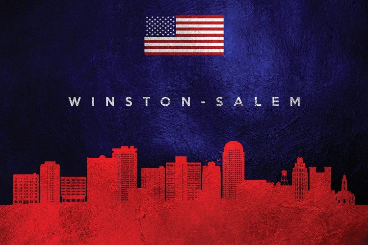 Winston-Salem North Carolina Skyline by Adrian Baldovino wall art