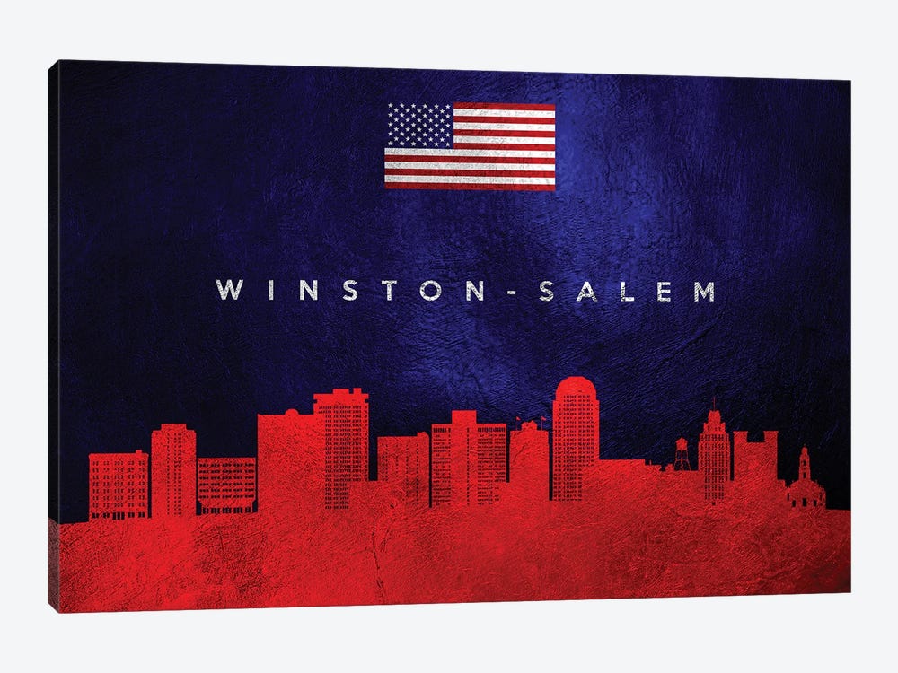 Winston-Salem North Carolina Skyline by Adrian Baldovino 1-piece Art Print