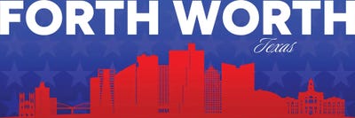 Adrian Baldovino - Multi Panel Prints: Forth Worth Texas Gradient Panorama Skyline by Adrian Baldovino