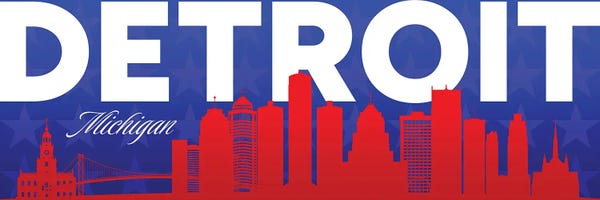 Detroit Michigan Gradient Panorama Skyline