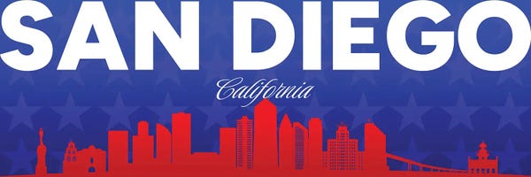 San Diego California Gradient Panorama Skyline