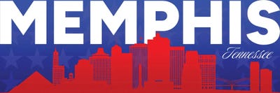 Adrian Baldovino - Multi Panel Prints: Memphis Tennessee Gradient Panorama Skyline by Adrian Baldovino