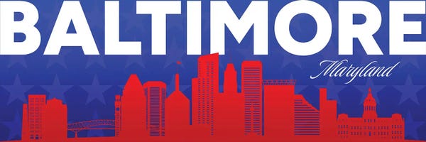 Baltimore Maryland Gradient Panorama Skyline