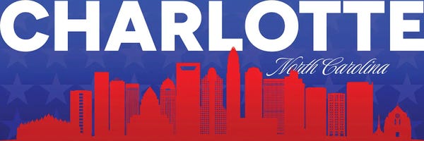 Charlotte North Carolina Gradient Panorama Skyline Variant II