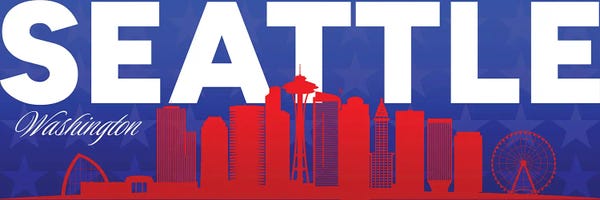 Seattle Washington Gradient Panorama Skyline