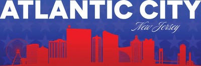 Canvas Print: Atlantic City New Jersey Gradient Panorama Skyline by Adrian Baldovino - thumbnail