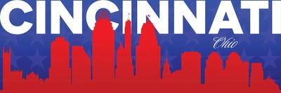 Canvas Print: Cincinnati Ohio Gradient Panorama Skyline by Adrian Baldovino - thumbnail