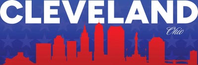 Canvas Print: Cleveland Ohio Gradient Panorama Skyline by Adrian Baldovino - thumbnail