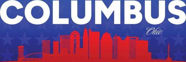 Adrian Baldovino: Columbus Ohio Gradient Panorama Skyline by Adrian Baldovino