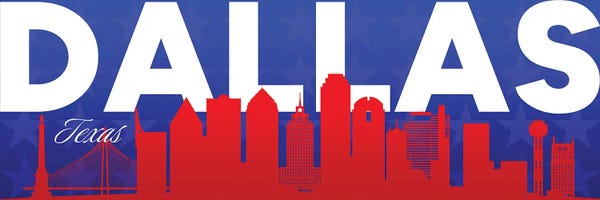 Adrian Baldovino: Dallas Texas Gradient Panorama Skyline by Adrian Baldovino