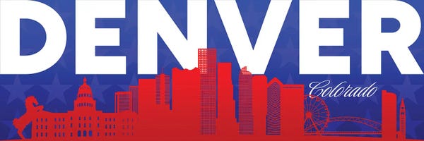 Adrian Baldovino: Denver Colorado Gradient Panorama Skyline by Adrian Baldovino