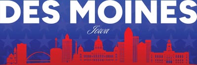 Canvas Print: Des Moines Iowa Gradient Panorama Skyline by Adrian Baldovino - thumbnail