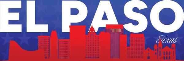 Adrian Baldovino: El Paso Texas Gradient Panorama Skyline by Adrian Baldovino